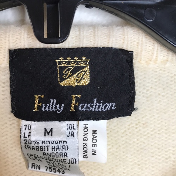 Fully fashion wool and rabbit blend pearl embellished pullover ladies sweater - Picture 7 of 12